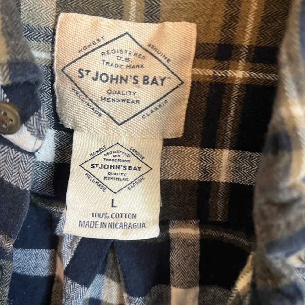 St. John's Bay Men's Casual Plaid Shirt - Blue and Tan - Picture 2 of 3